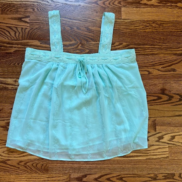 torrid Tops - Torrid Aqua Embroidered Chiffon Crochet Lace Trim‎ Tank Women NWT 00 M/L